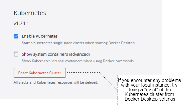 Resetting your local Kubernetes instance